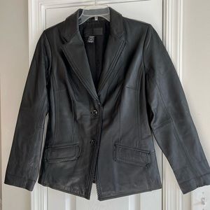 Jaclyn Smith Classic Leather Jacket, Size 8, Black